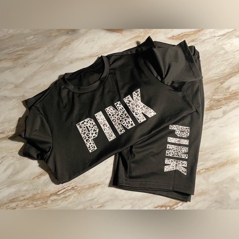 PINK Cheetah Shirt & Biker Short Set